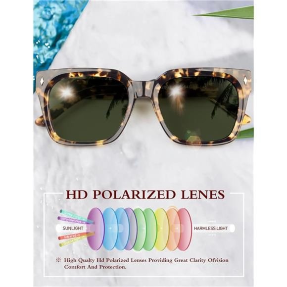 ☘️Polarized  Sunglasses for Women: UV Protection Womens and Mens Square Shades